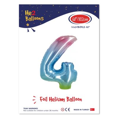 40 inch Rainbow Number 4 Foil Balloon - 1