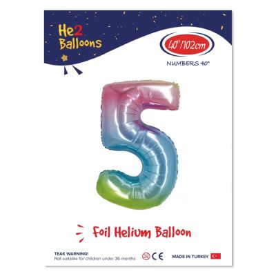 40 inch Rainbow Number 5 Foil Balloon - 1