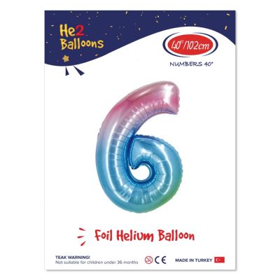 40 inch Rainbow Number 6 Foil Balloon - 1