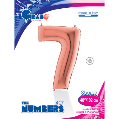 40 inch Rose Gold Number 7 Grabo Foil Balloon - 1