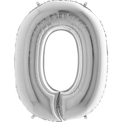 40 inch Silver Number 0 Grabo Foil Balloon - 2