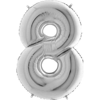 40 inch Silver Number 8 Grabo Foil Balloon - 2