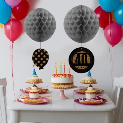 40th Birthday Paper Honeycomb Balls Set - 1