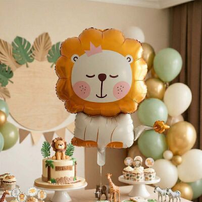 Safari Konseptli Sevimli Aslan Folyo Balon - 1