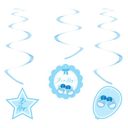 Baby Shower Paper Swirl Decoration - Boy - Kikajoy (1)