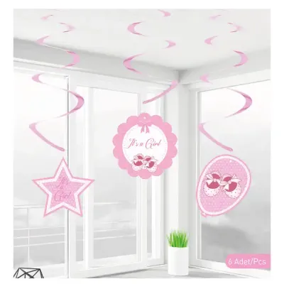 Baby Shower Paper Swirl Decoration - Girl - 1