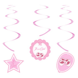 Baby Shower Paper Swirl Decoration - Girl - Kikajoy (1)