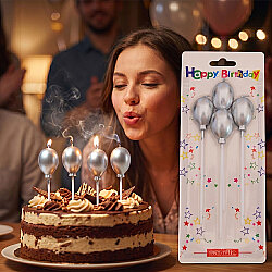 Metalik Gümüş Balon Mum - 1