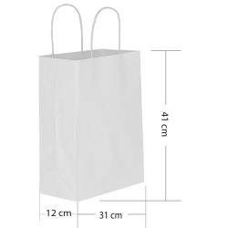 Beyaz Büküm Saplı Kraft Çanta 31x41cm - 2