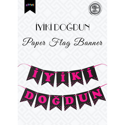 Black İyi Ki Doğdun Banner with Fuchsia Letters - 1