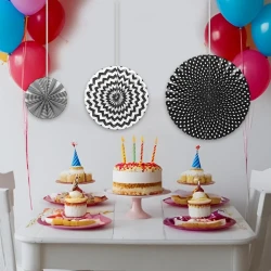 Black Paper Fans Set - 3pcs - 1