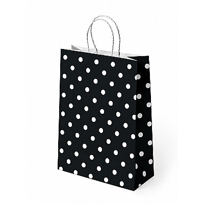Black Polka Dot Paper Bags with Twisted Handles - 1