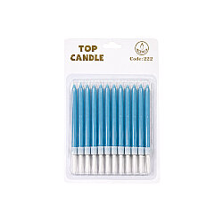 Blue Birthday Cake Candles - Pack of 12 (8 cm) - 2