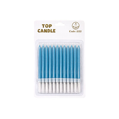 Blue Birthday Cake Candles - Pack of 12 (8 cm) - 2