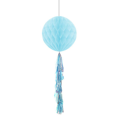 Blue Paper Honeycomb Balls with Tassel - 2