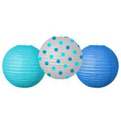 Blue Paper Lanterns - 3pcs - (1)