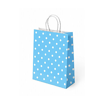 Blue Polka Dot Paper Bags with Twisted Handles - 1