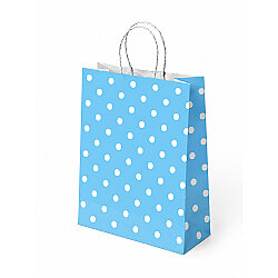 Blue Polka Dot Paper Bags with Twisted Handles - Kikajoy