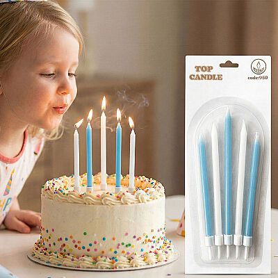 Blue & White Cake Candle Set - 1