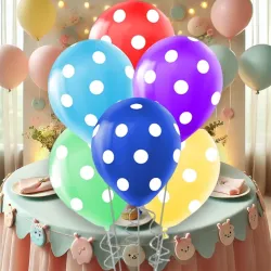 Çepeçevre Beyaz Puantiyeli Karışık Renk Balon 12