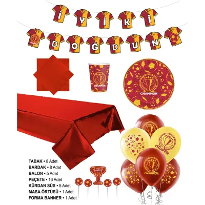 Champion Sarı Kırmızı Kutlama Seti - 3