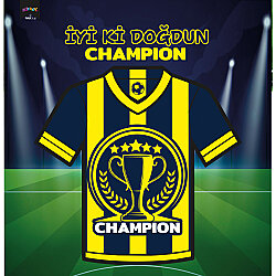Champion Sarı Lacivert İyi ki Doğdun Harf Afiş - 1