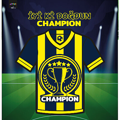 Champion Sarı Lacivert İyi ki Doğdun Harf Afiş - 1