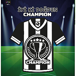Champion Siyah Beyaz İyi ki Doğdun Harf Afiş - 1
