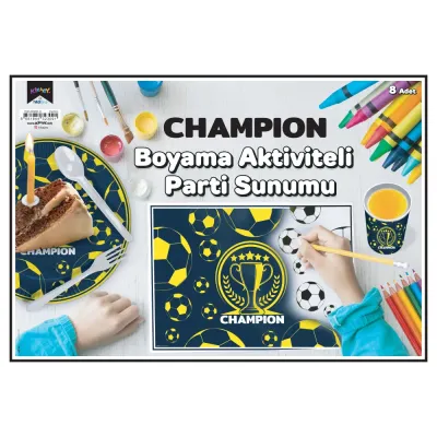 Champion Yellow Navy Blue Coloring Placemat - 1