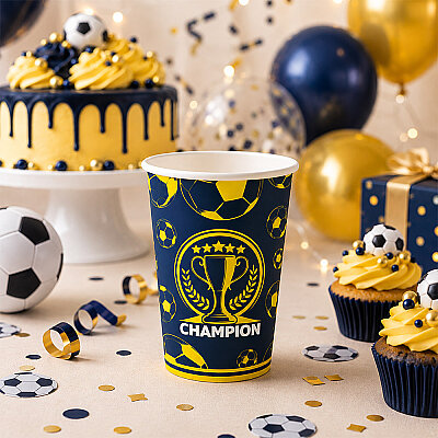 Champion Yellow Navy Blue Paper Cups - 1
