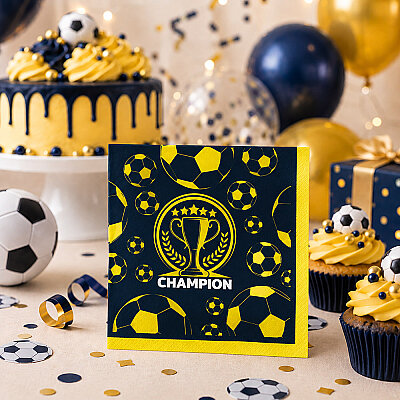 Champion Yellow Navy Blue Paper Napkins - 1
