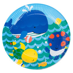 Cheerful Fishes Blue Paper Plates - 