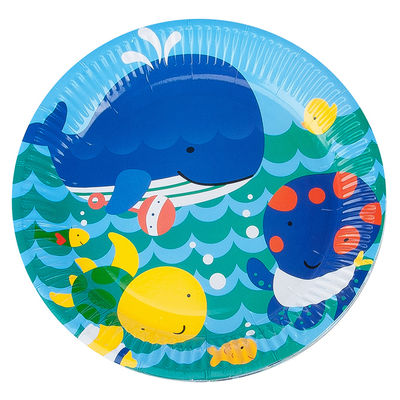 Cheerful Fishes Blue Paper Plates - 1