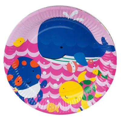 Cheerful Fishes Pink Paper Plates - 1