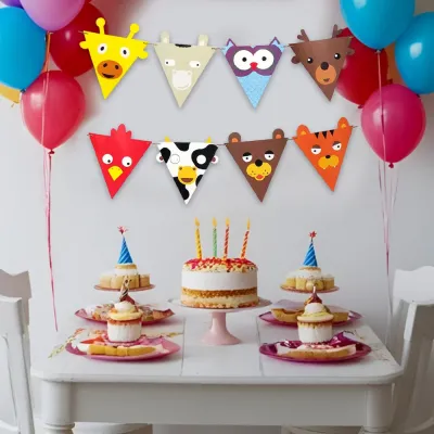 Cute Animal Triangle Flag Banner - 1