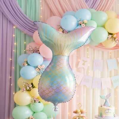 Pastel Renkli Holografik Deniz Kızı Kuyruğu Balon - 1