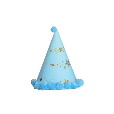 Simli Ponponlu Doğum Günü Parti Şapkası 24cm - 5