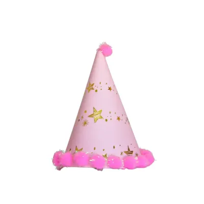 Simli Ponponlu Doğum Günü Parti Şapkası 24cm - 2