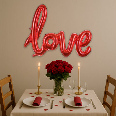 El Yazısı Görünümlü Kırmızı Love Folyo Balon - 1