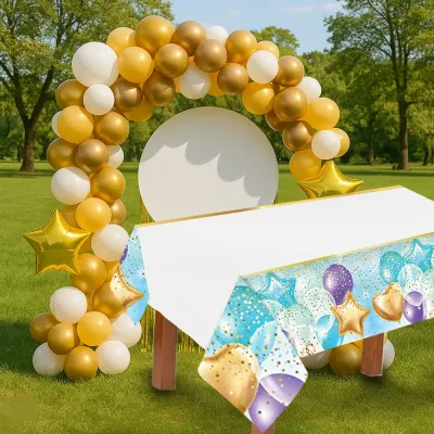 Flying Balloons Blue Plastic Table Cover - 1