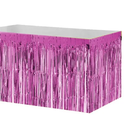 Foil Fringe Table Skirt - Fuchsia - 2