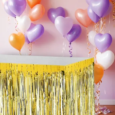 Foil Fringe Table Skirt - Gold - 1