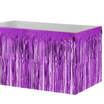 Foil Fringe Table Skirt - Purple - 2