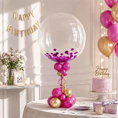 Fuchsia Metallic Foil Confetti Circles - 1