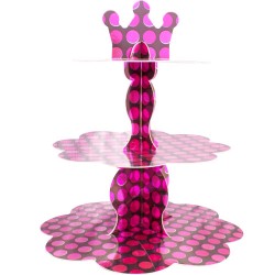 Fuchsia Metallic Polka Dot Cupcake Stand - Kikajoy