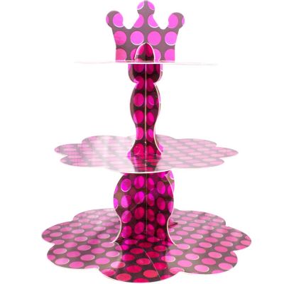 Fuchsia Metallic Polka Dot Cupcake Stand - 1