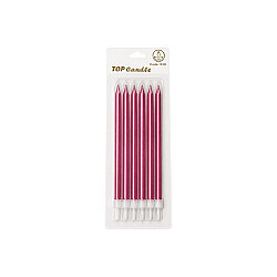 Fuşya Uzun Pasta Mum Seti 15cm 6 Parça - 2