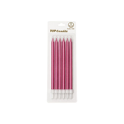Fuşya Uzun Pasta Mum Seti 15cm 6 Parça - 2