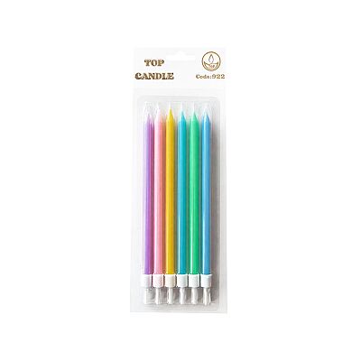 Gökkuşağı Renkleri Pasta Mumu Seti 15 cm 6 Parça - 2