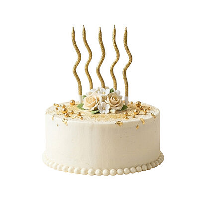 Gold Gilded Curvy Cake Candle Set (4-Piece) - 12 cm - 2